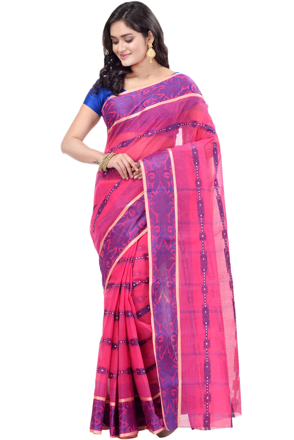 Pink Pure Cotton Charulata_Desiging Tant Saree (743)